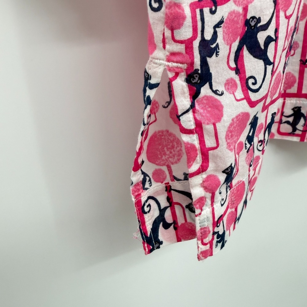 Talbots Top Shirt Blouse Size XL Monkeys 3/4 Sleeve Cotton Popover Resort New - Picture 8 of 13